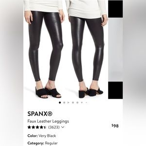 Black womens faux leather spanx leggings